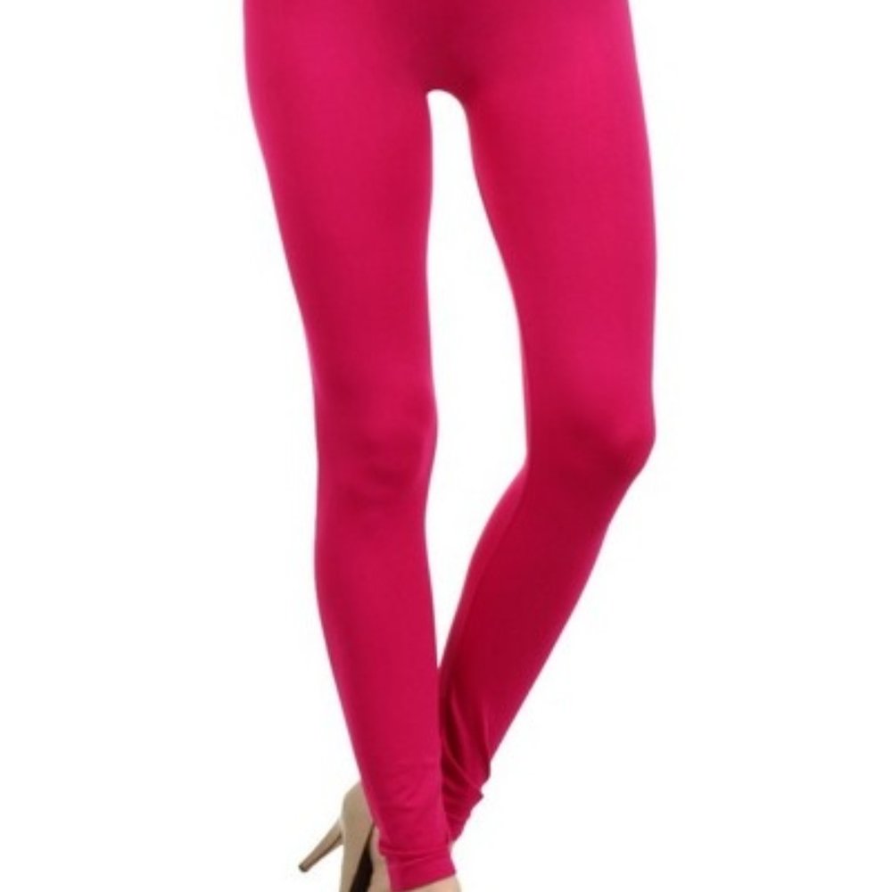 YELETE Premium Rasberry Pink Full Length Ankle Open Toe Leggings Tights